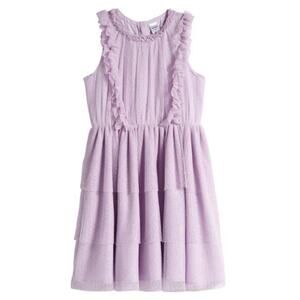 Nordstrom Mesh Swiss Dot Ruffle Dress Purple Petal Lavender Fairy - Girl’s Sz 10